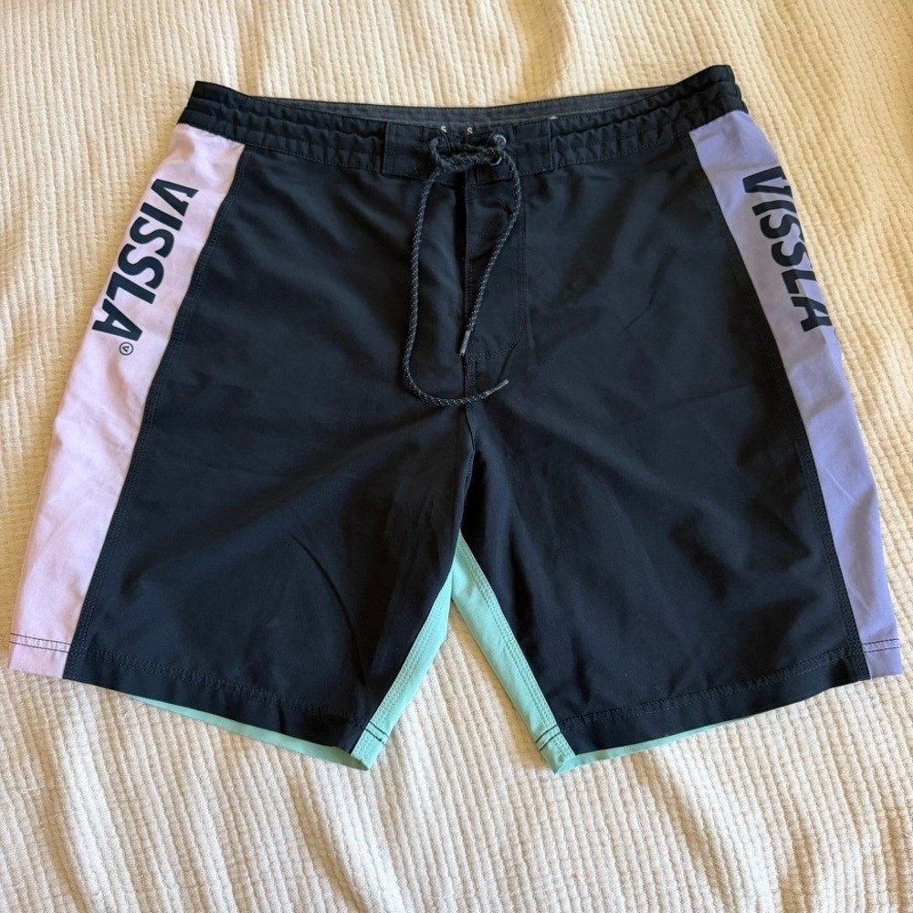 Vissla Board Shorts‎ Mens 36 Black Upcycle Coconut Poly Stretch M114SELS